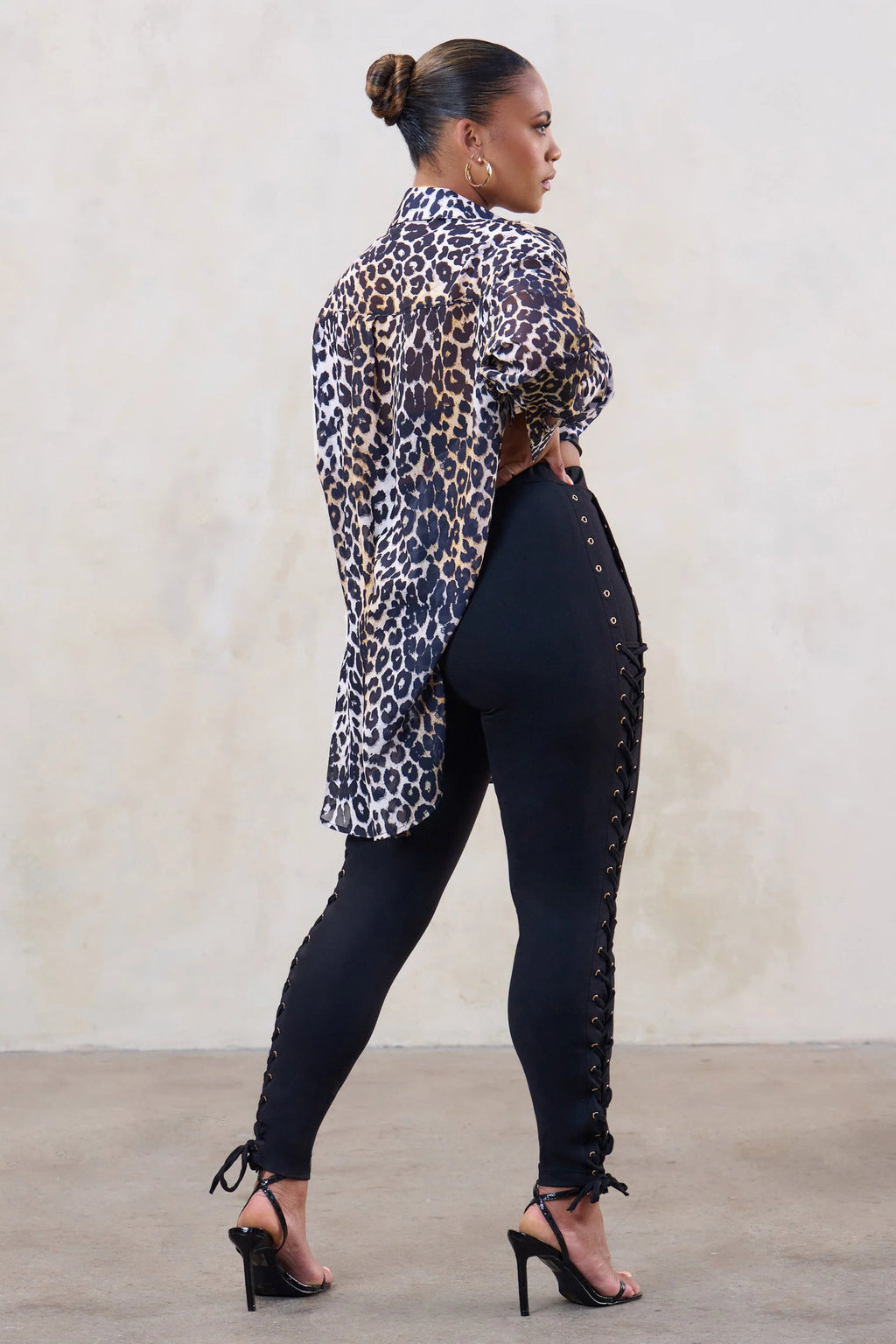 Put Together | Plus Leopard Sheer Oversized Shirt