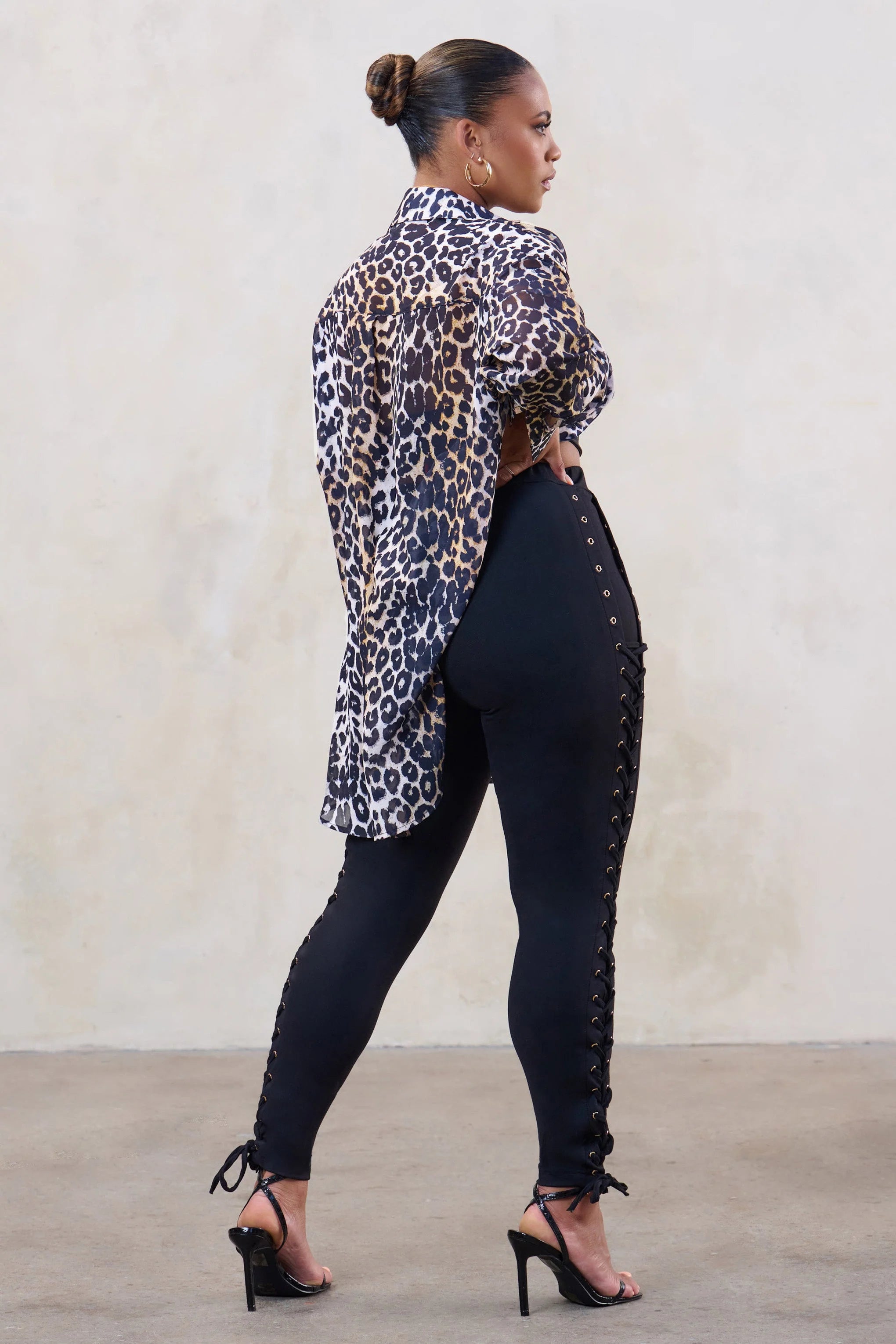 Put Together | Plus Leopard Sheer Oversized Shirt