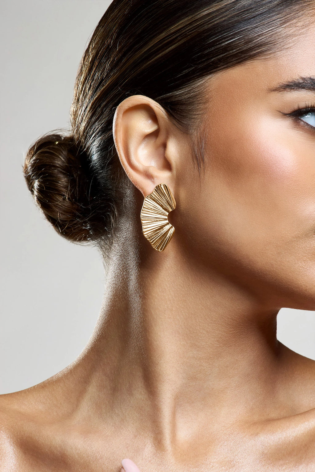 Lenten | Gold Abstract Ribbed Earrings