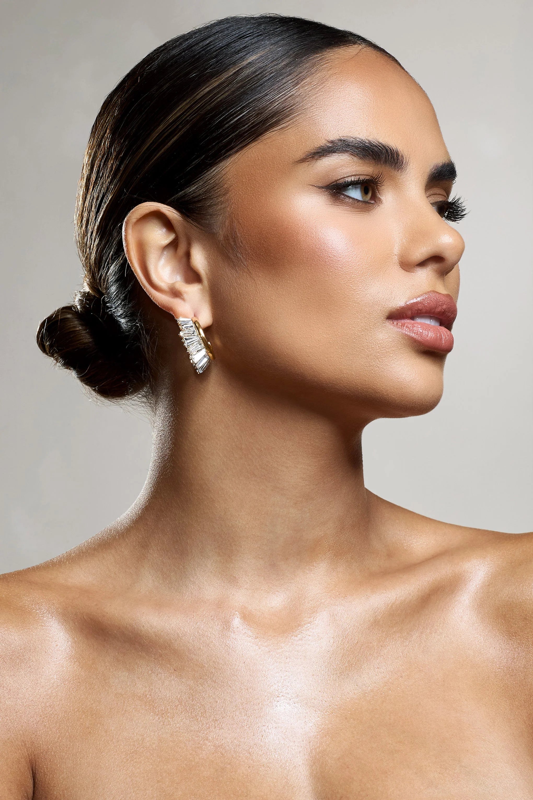 Luster | Gold Diamante Chunky Hoop Earrings