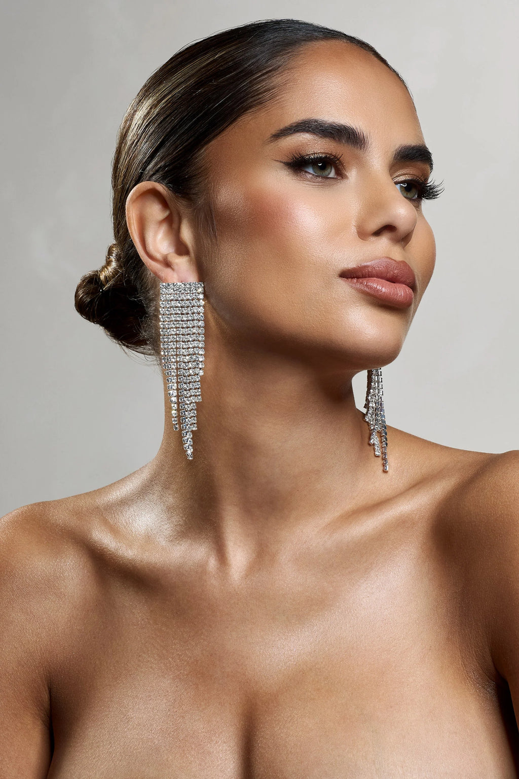 Twinkle | Silver Diamante Tassel Earrings