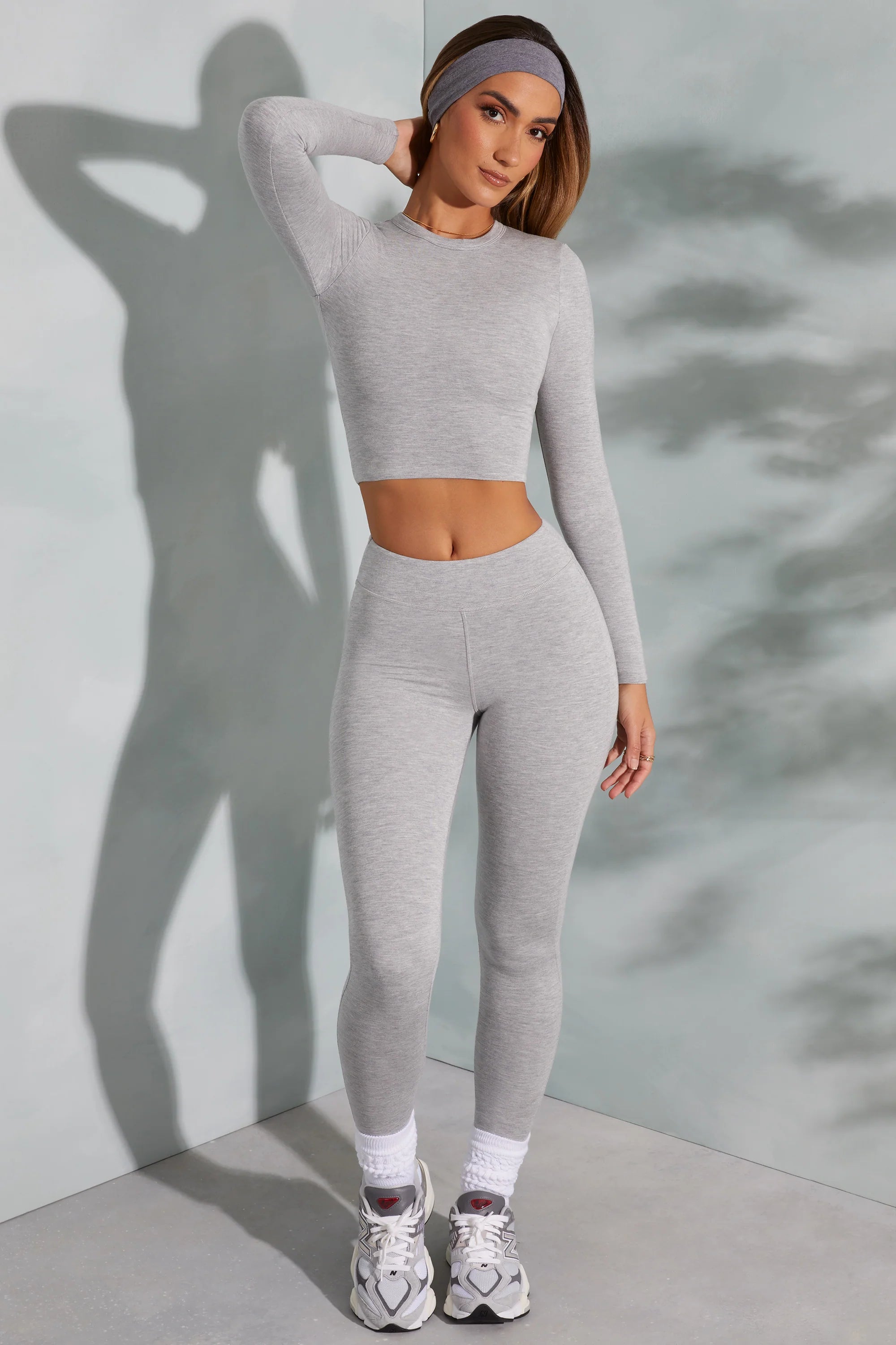 Petite High Waist Leggings in Marled Grey