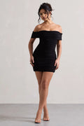 Zeta | Black Bodycon Bardot Mini Dress