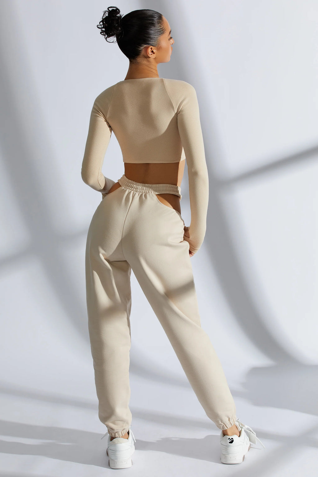 Cut Out Joggers in Sand