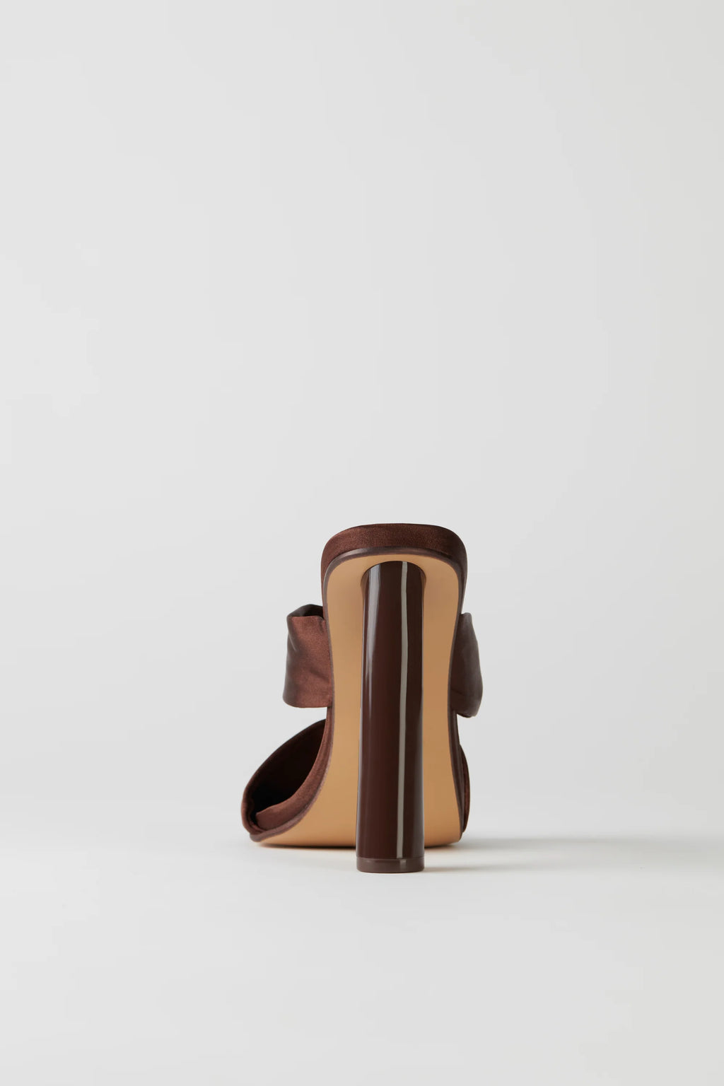 Satin Mule Heels in Mocha