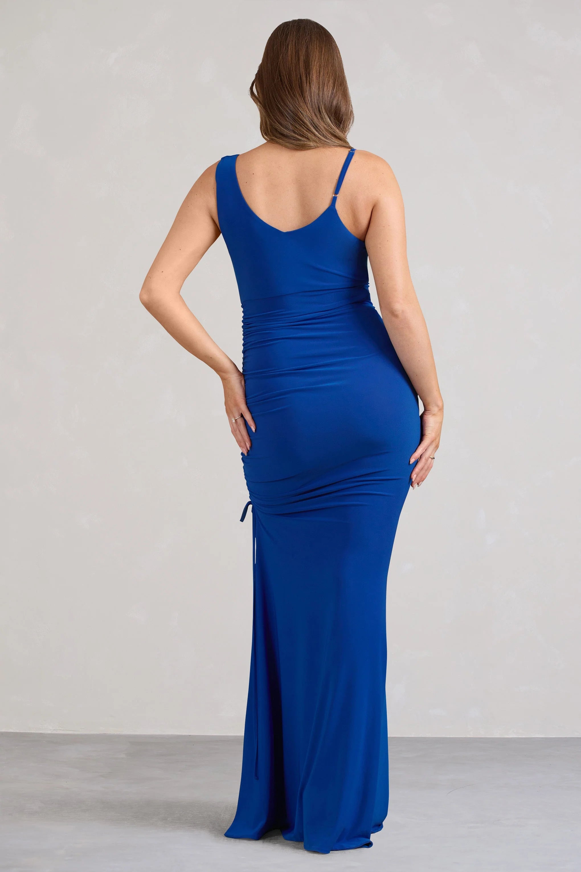 Phantasy | Cobalt Blue Asymmetric Split Maternity Maxi Dress