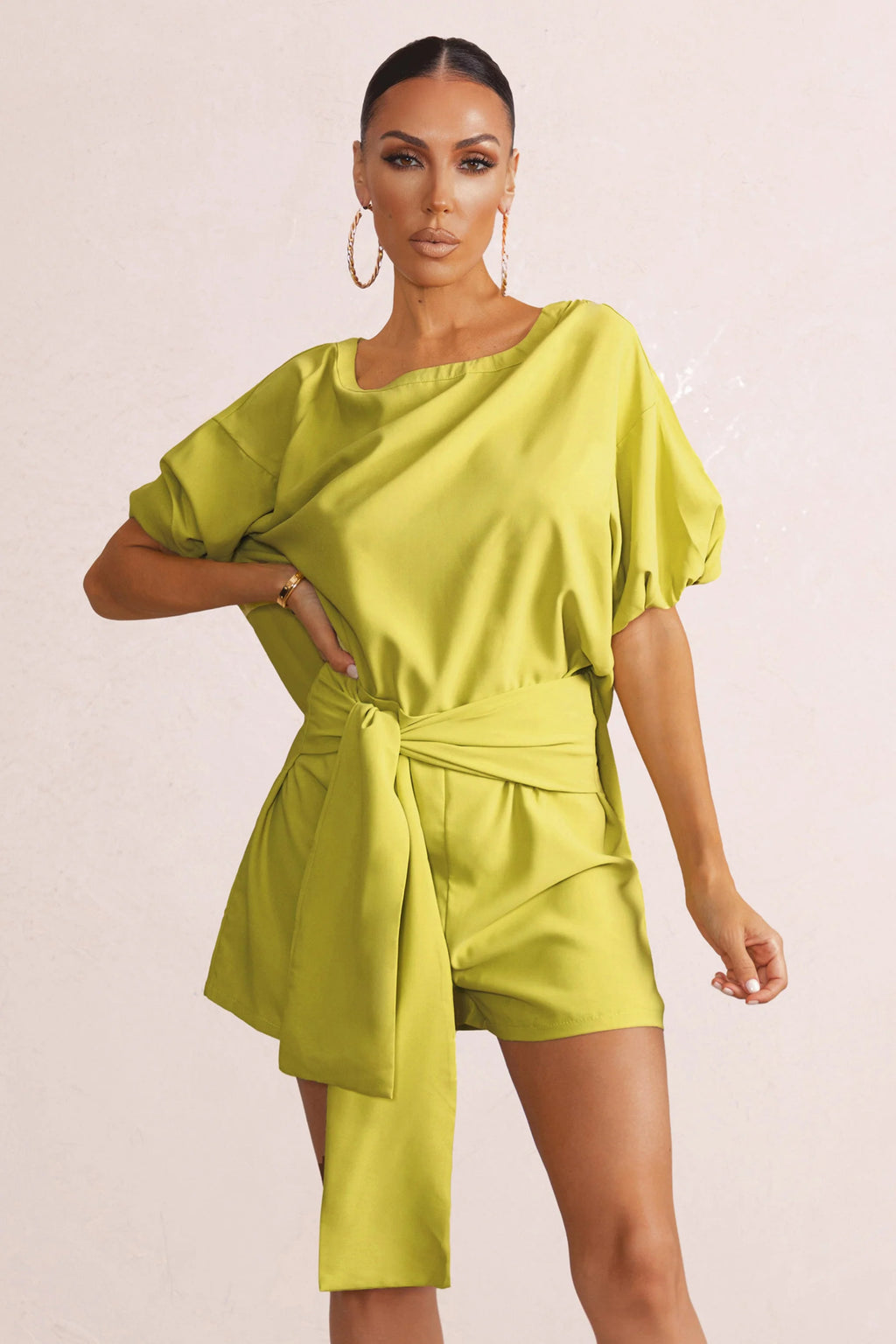 Watch Me | Lime Green Dipped Hem T-Shirt