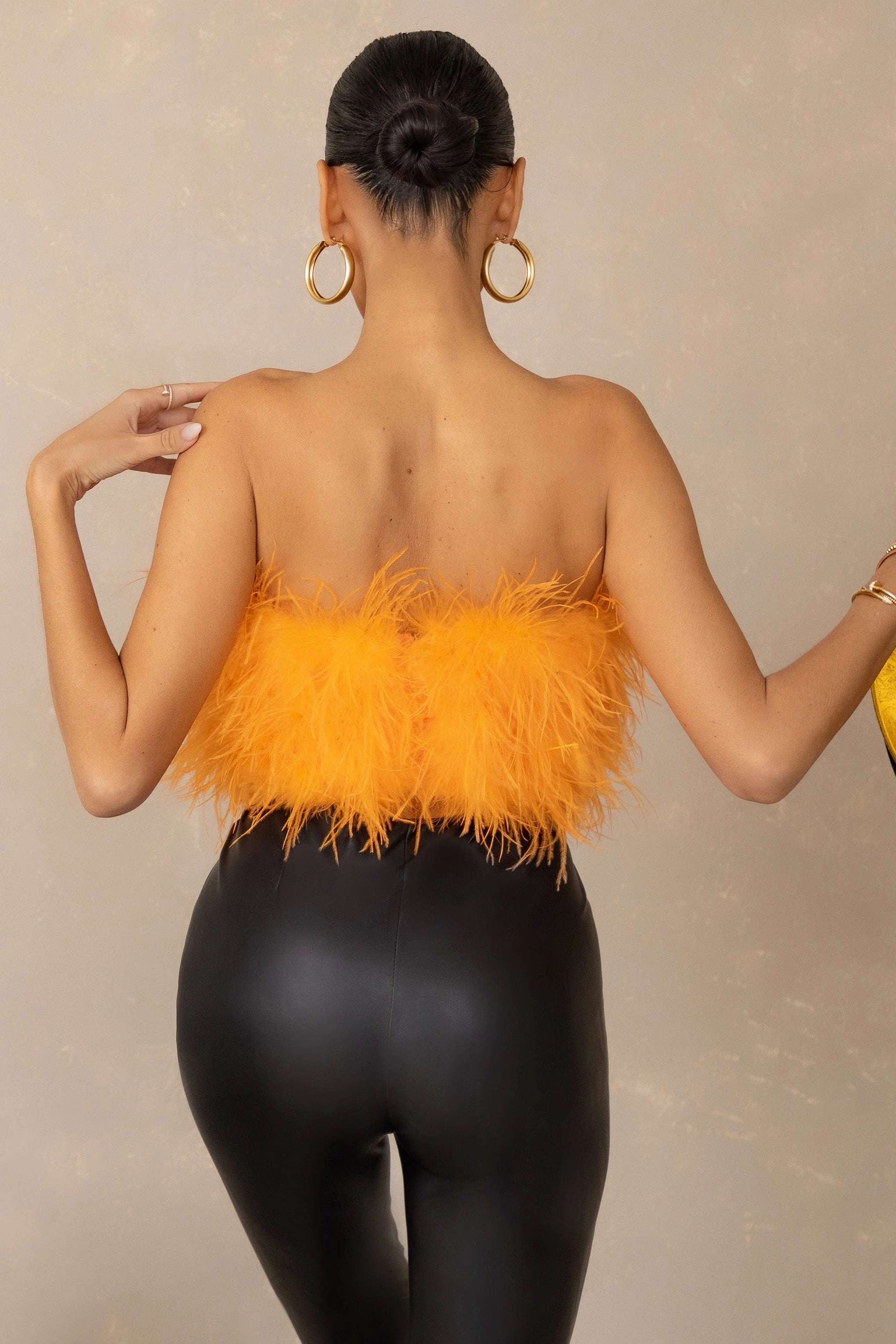 Dream Daze | Orange Feather Bandeau Crop Top