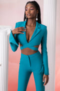 Cropped Blazer in Teal