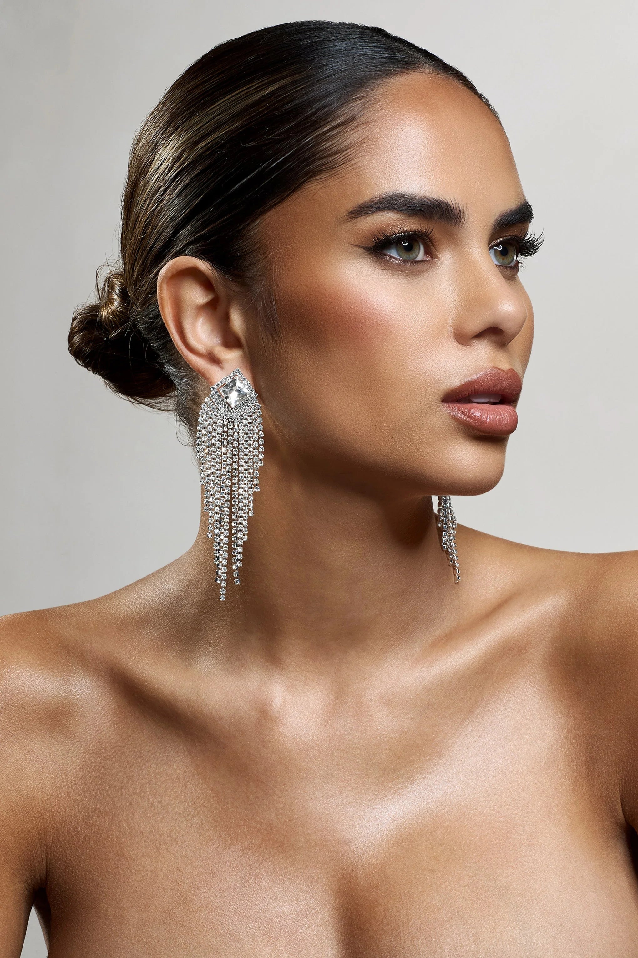 Focus | Silver Diamante Tassel Earrings
