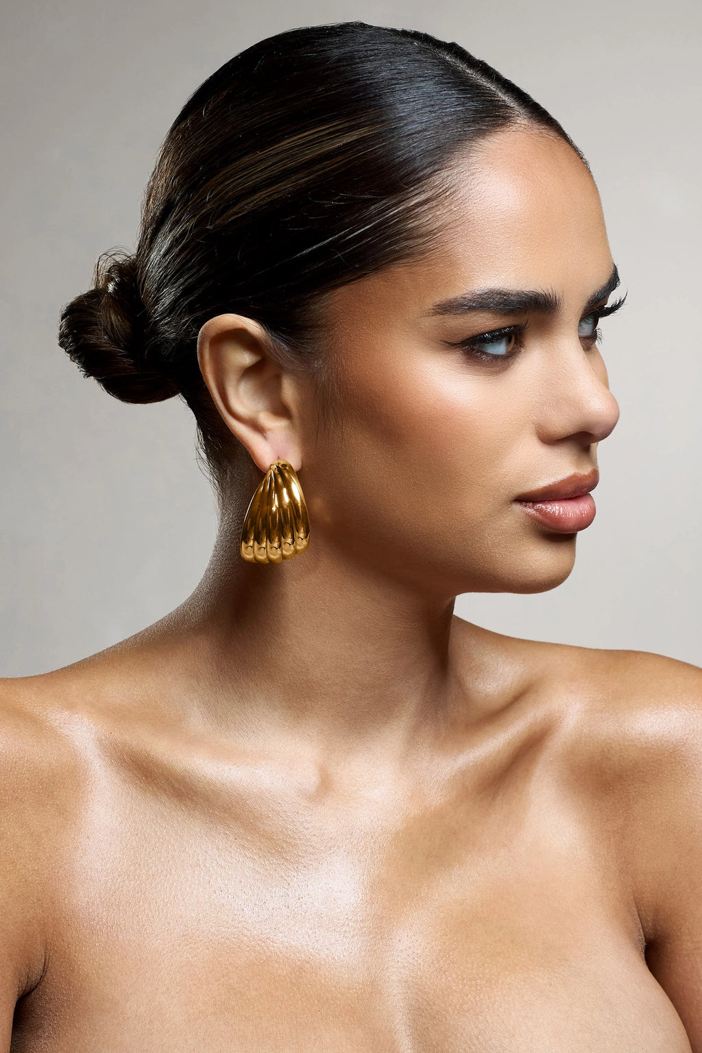 Samoa | Gold Ribbed Chunky Hoop Earrings
