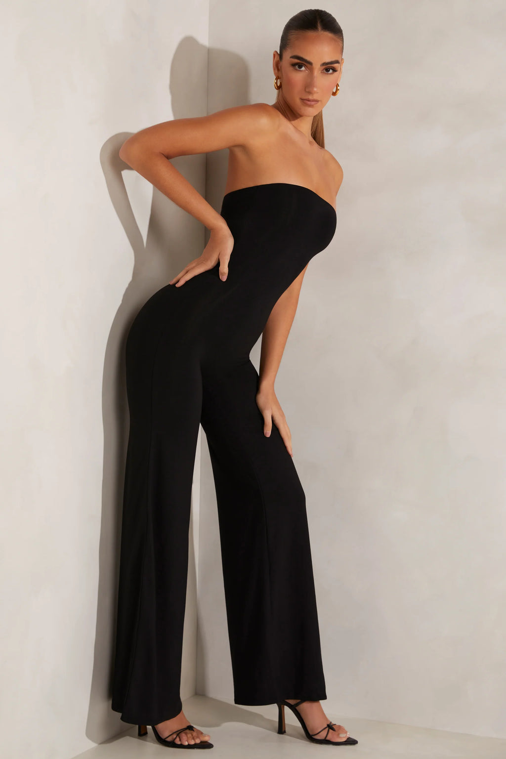 Tall Bandeau Wide Leg Jumpsuit in Black