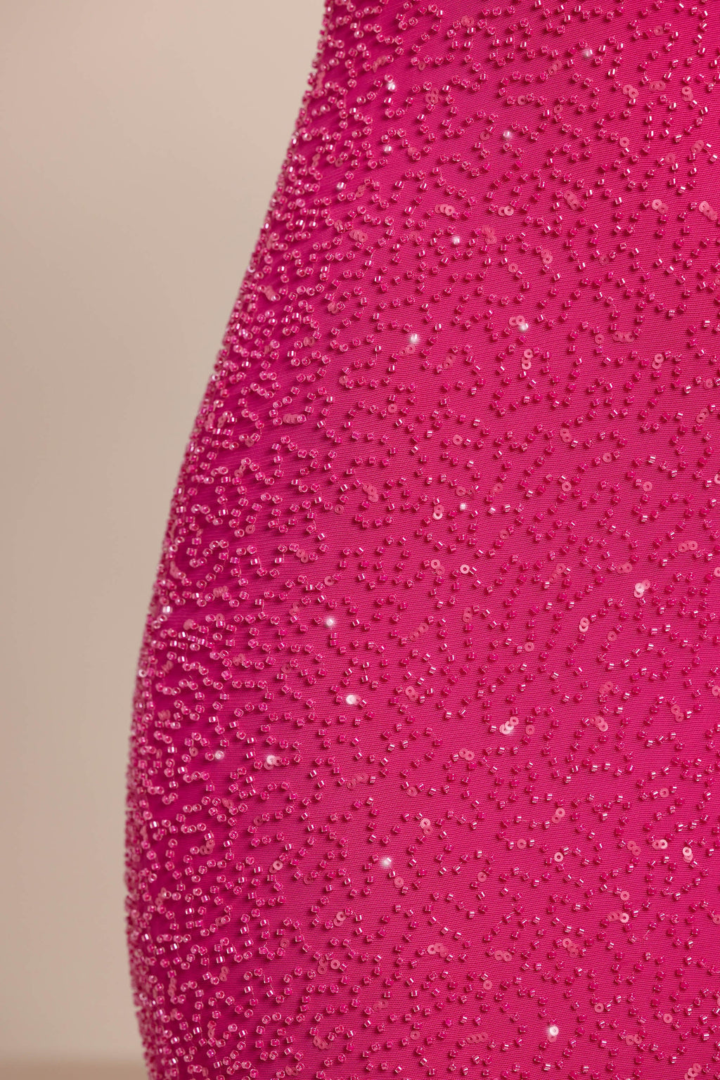 Embellished Plunge Neck Mini Dress in Fuchsia
