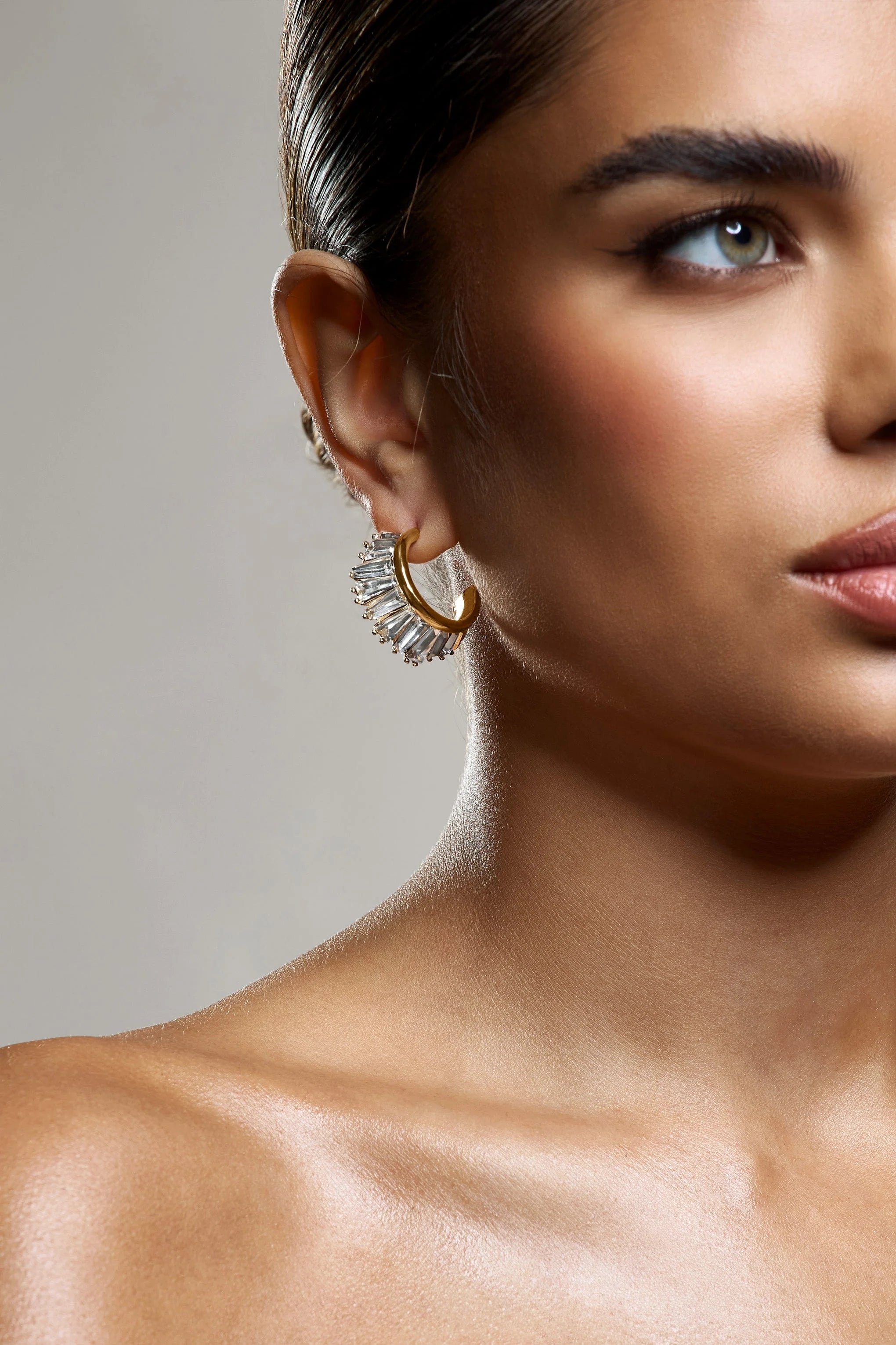 Luster | Gold Diamante Chunky Hoop Earrings