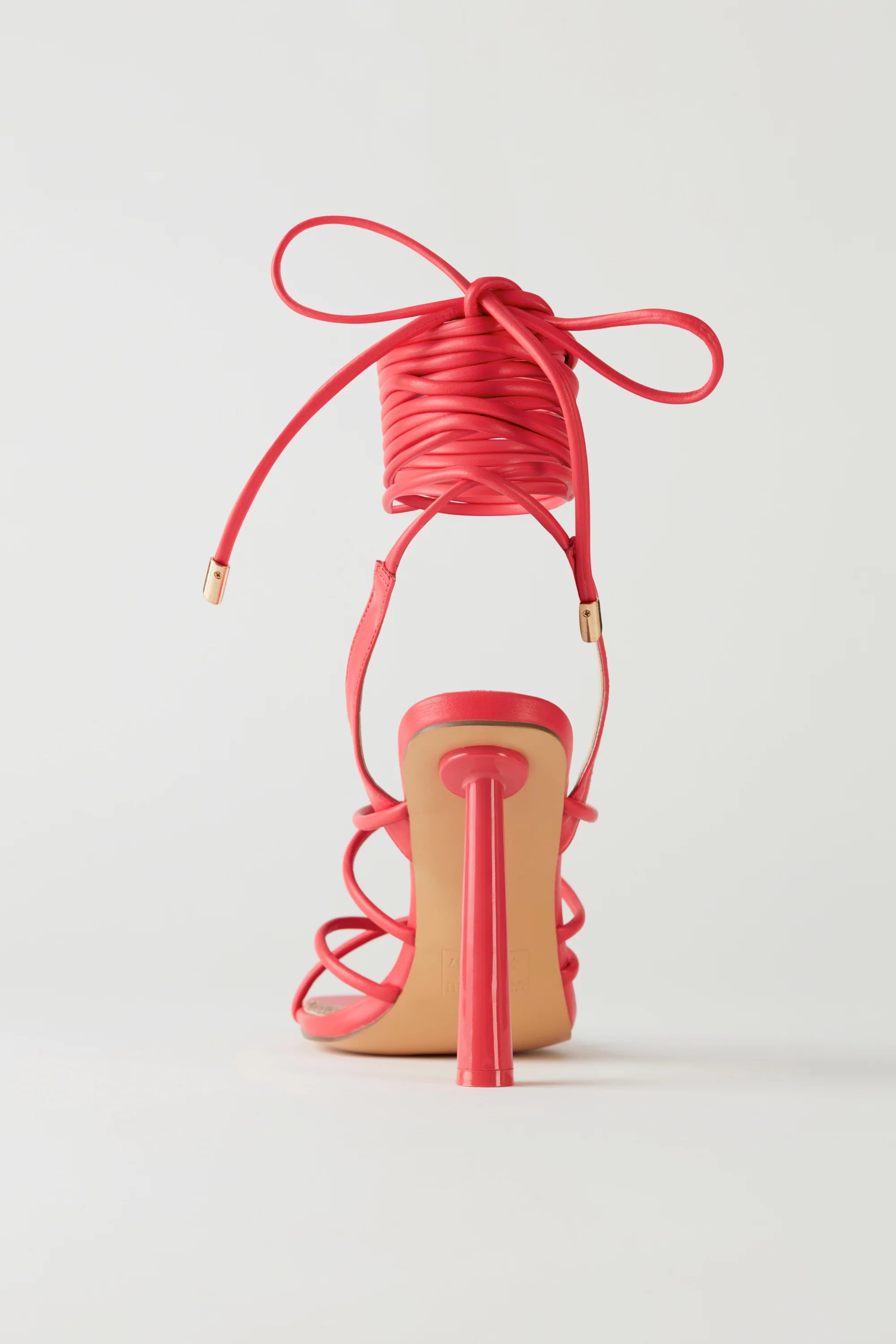 Faux Leather Lace Up Heels in Pink
