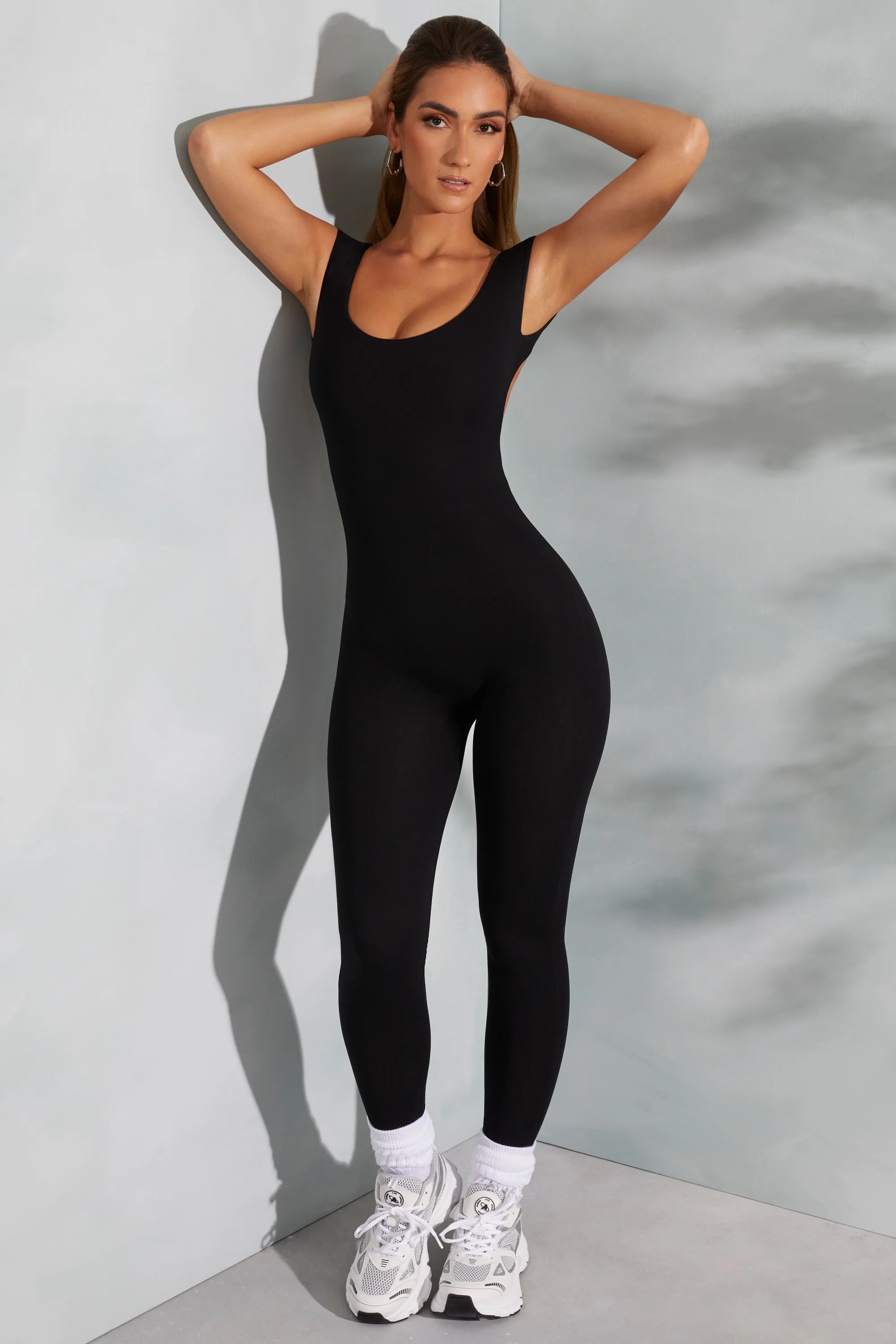 Tall Open Back Scoop Neck Jumpsuit in Black