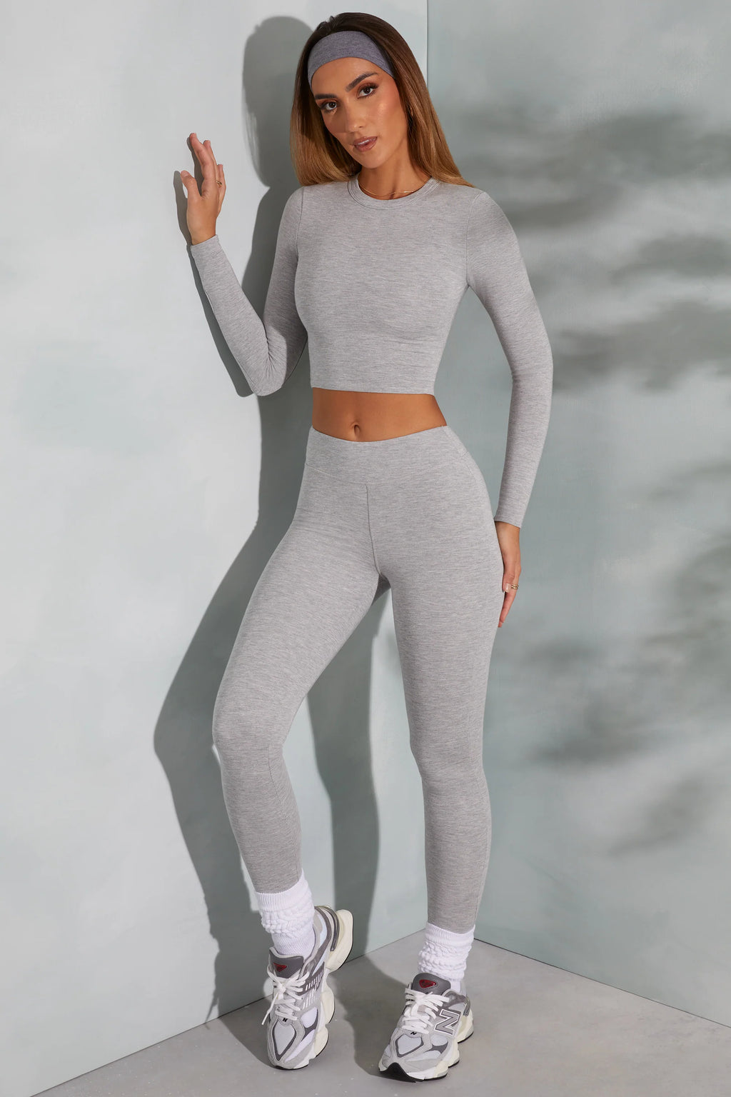 Petite High Waist Leggings in Marled Grey