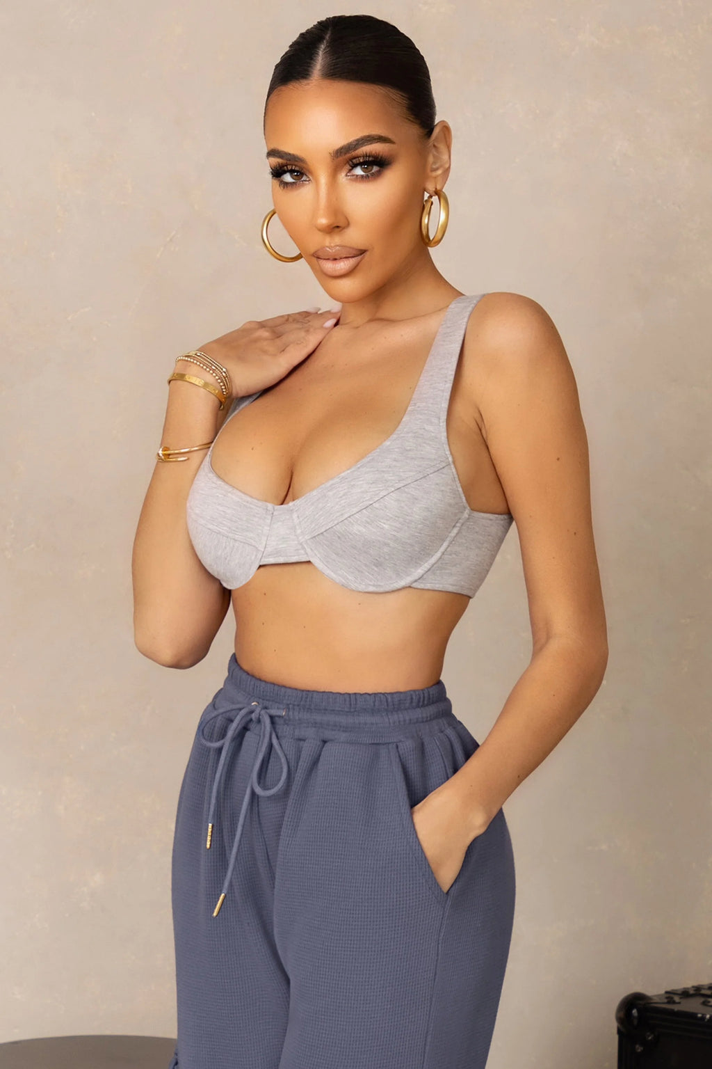 Under Pinning | Grey Marl Balcony Bralette Crop Top