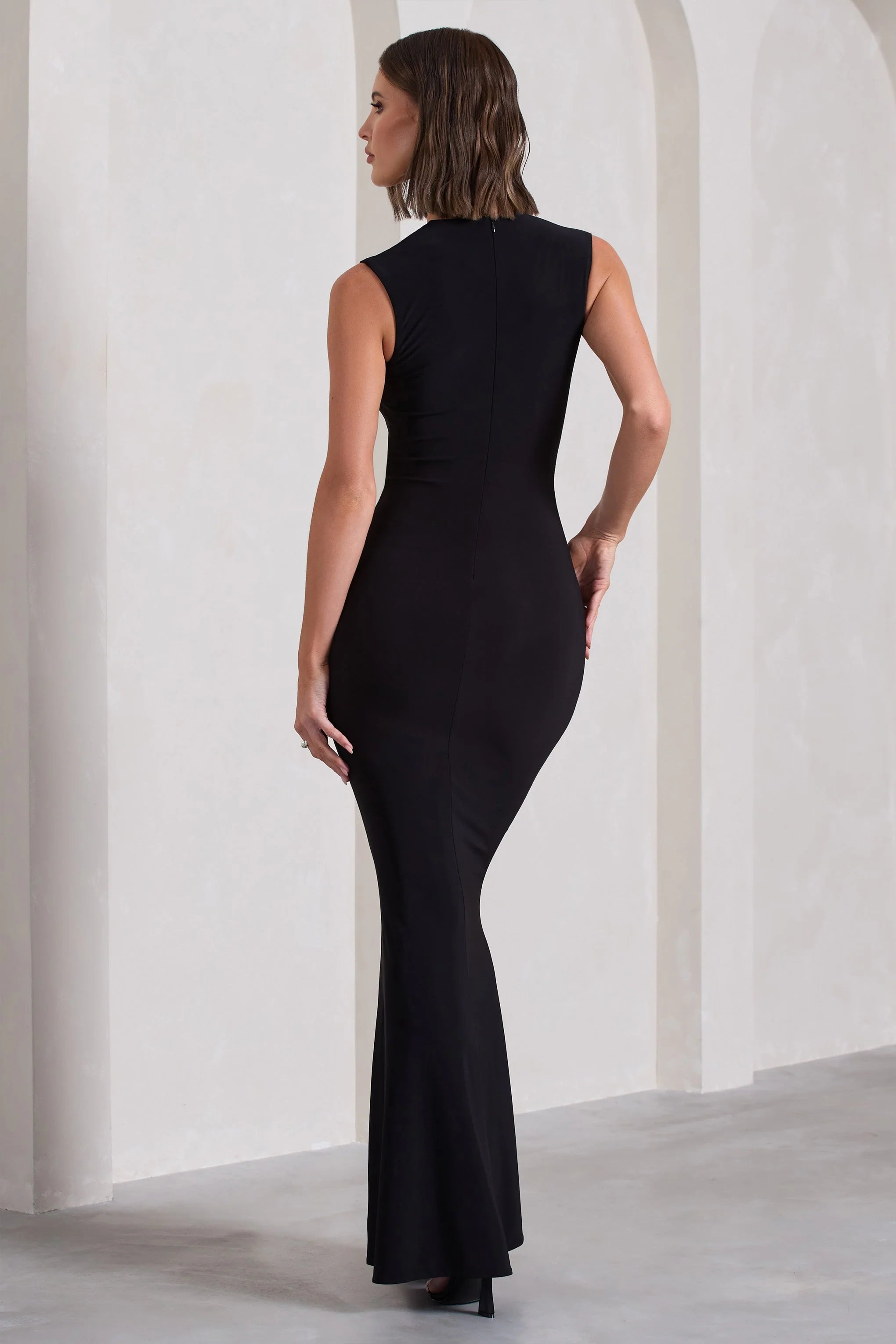 Behind The Scenes | Black Sleeveless Cut-Out Maxi Dress
