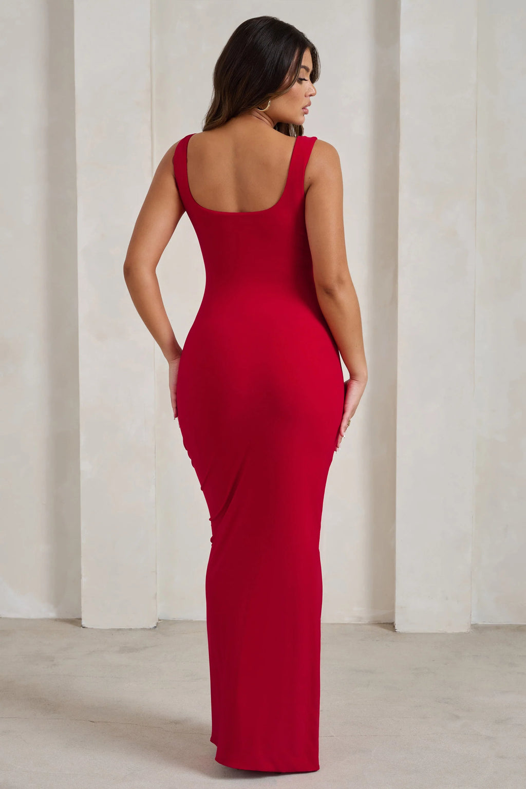Madeline | Red Sleeveless Thigh Split Maxi Dress