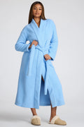 Tie Front Fleece Robe in Baby Blue