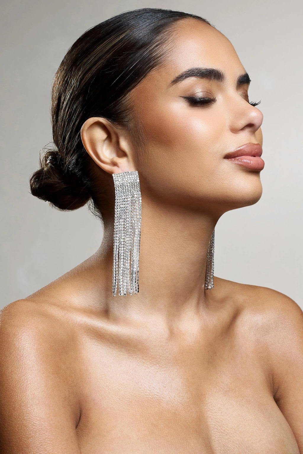 Bedazzle | Silver Diamante Tassel Earrings