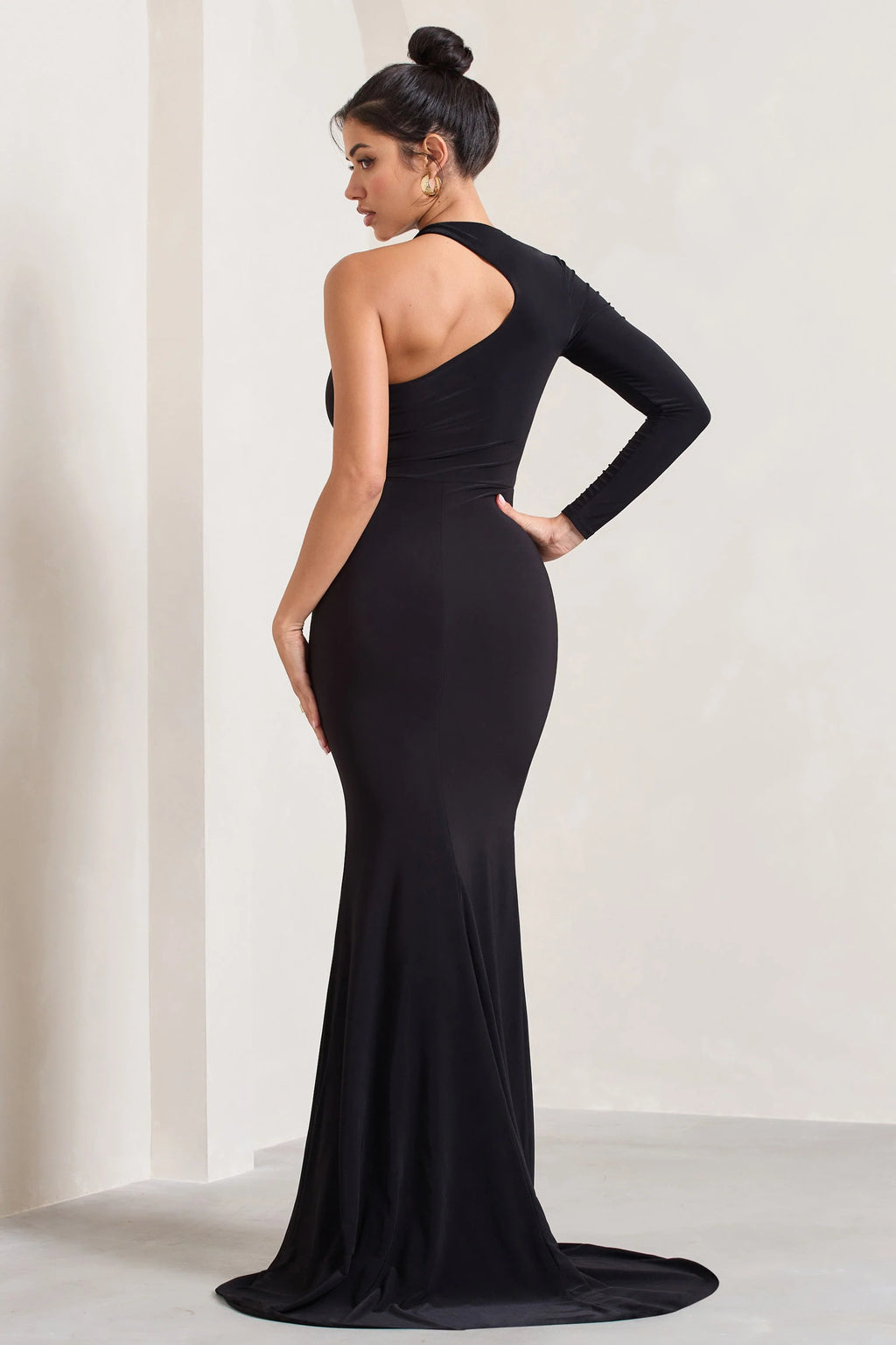 Toya | Black Asymmetric Split Maxi Dress
