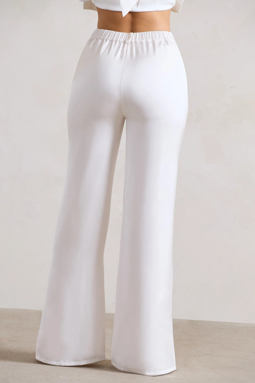 Your Way | Cream Satin Wide-Leg Trousers