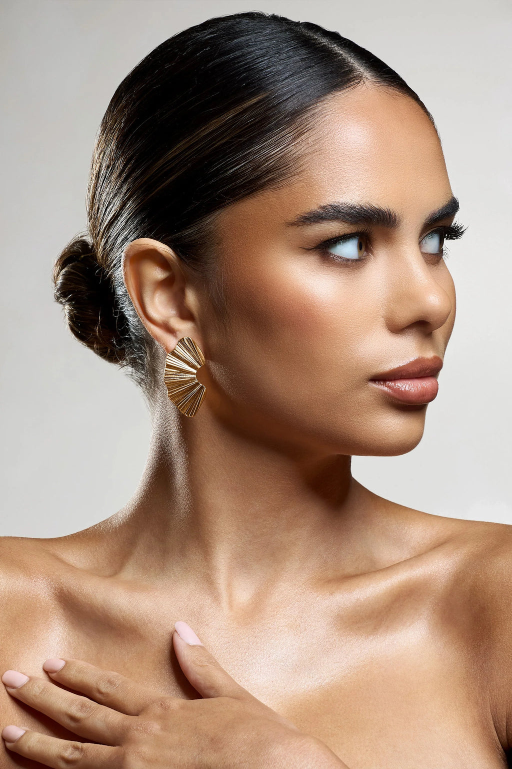 Lenten | Gold Abstract Ribbed Earrings