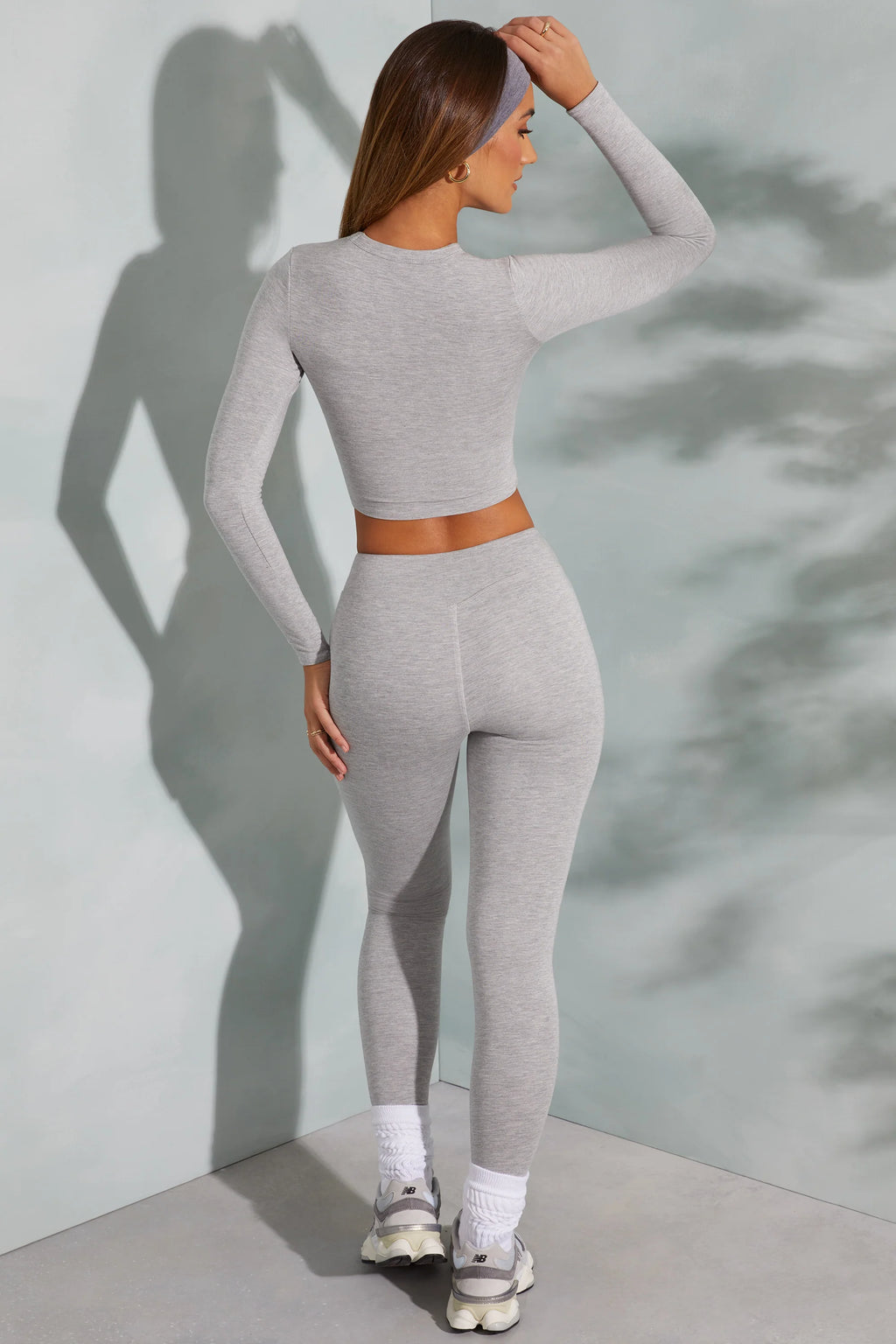 Petite High Waist Leggings in Marled Grey