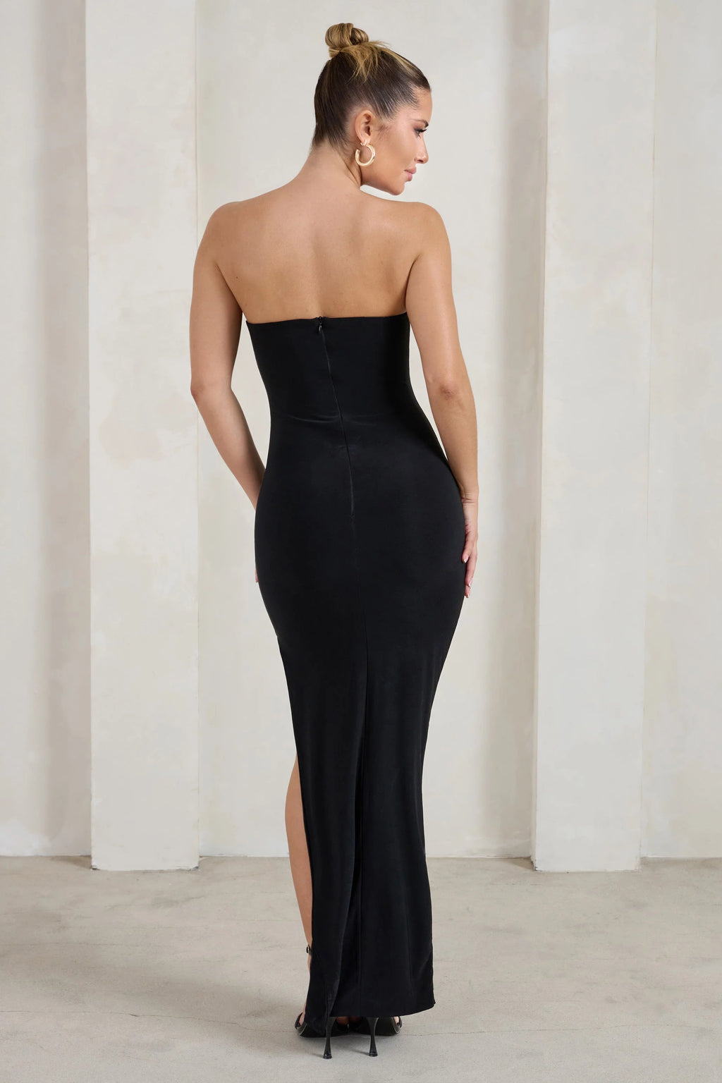 One Wish | Black Maxi Dress With Thigh Split