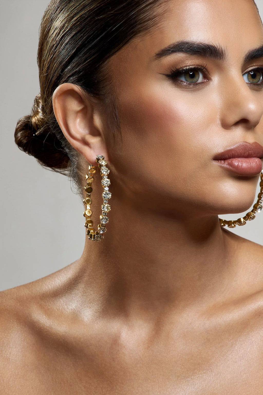 Sindri | Gold Diamante Hoop Earrings