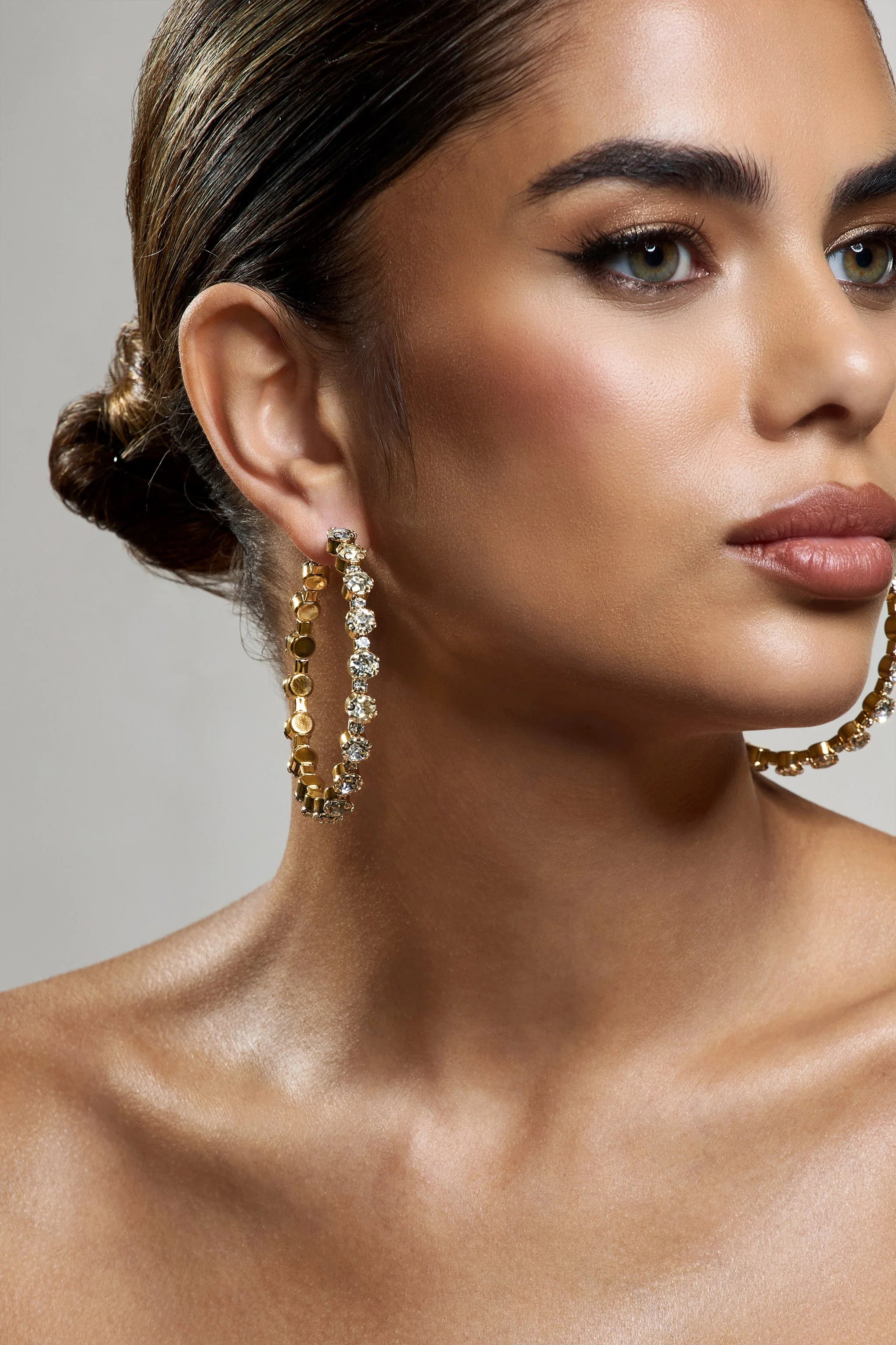 Sindri | Gold Diamante Hoop Earrings