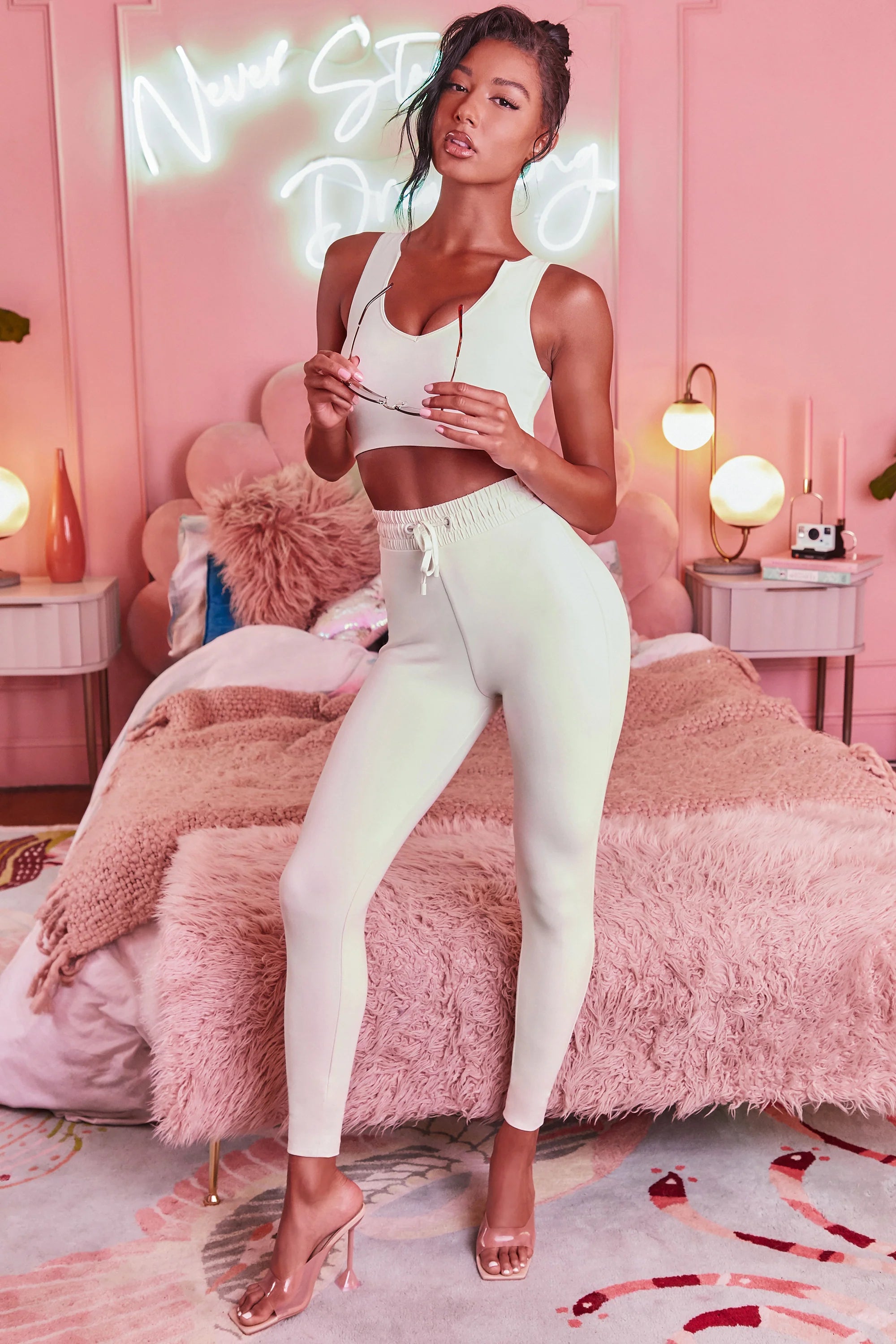We Chillin?Petite High Waisted Leggings in Cream
