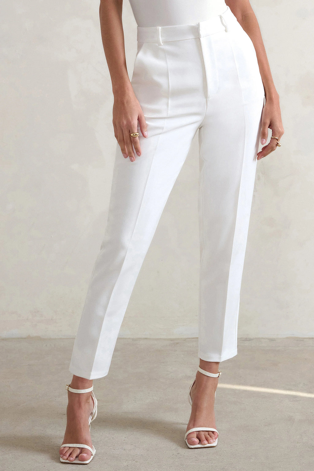 Cilla | White Cigarette Trousers