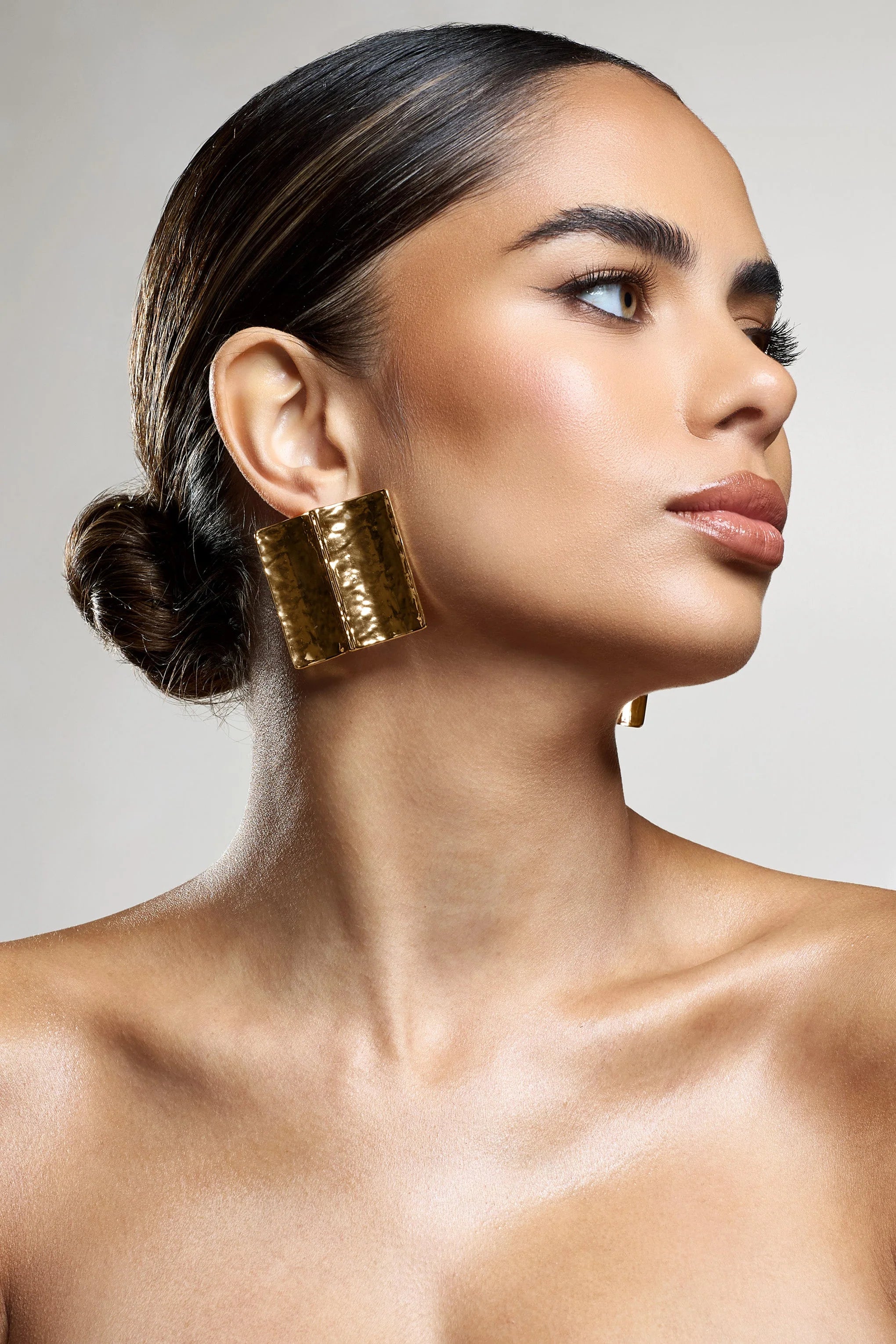 Serengeti | Gold Hammered Square Statement Earrings