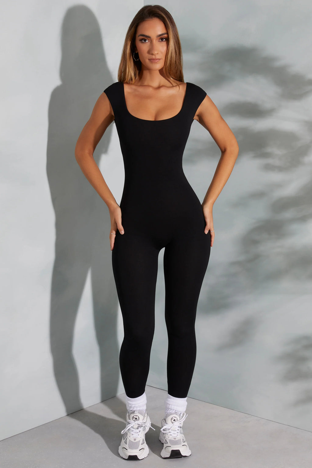 Tall Open Back Scoop Neck Jumpsuit in Black