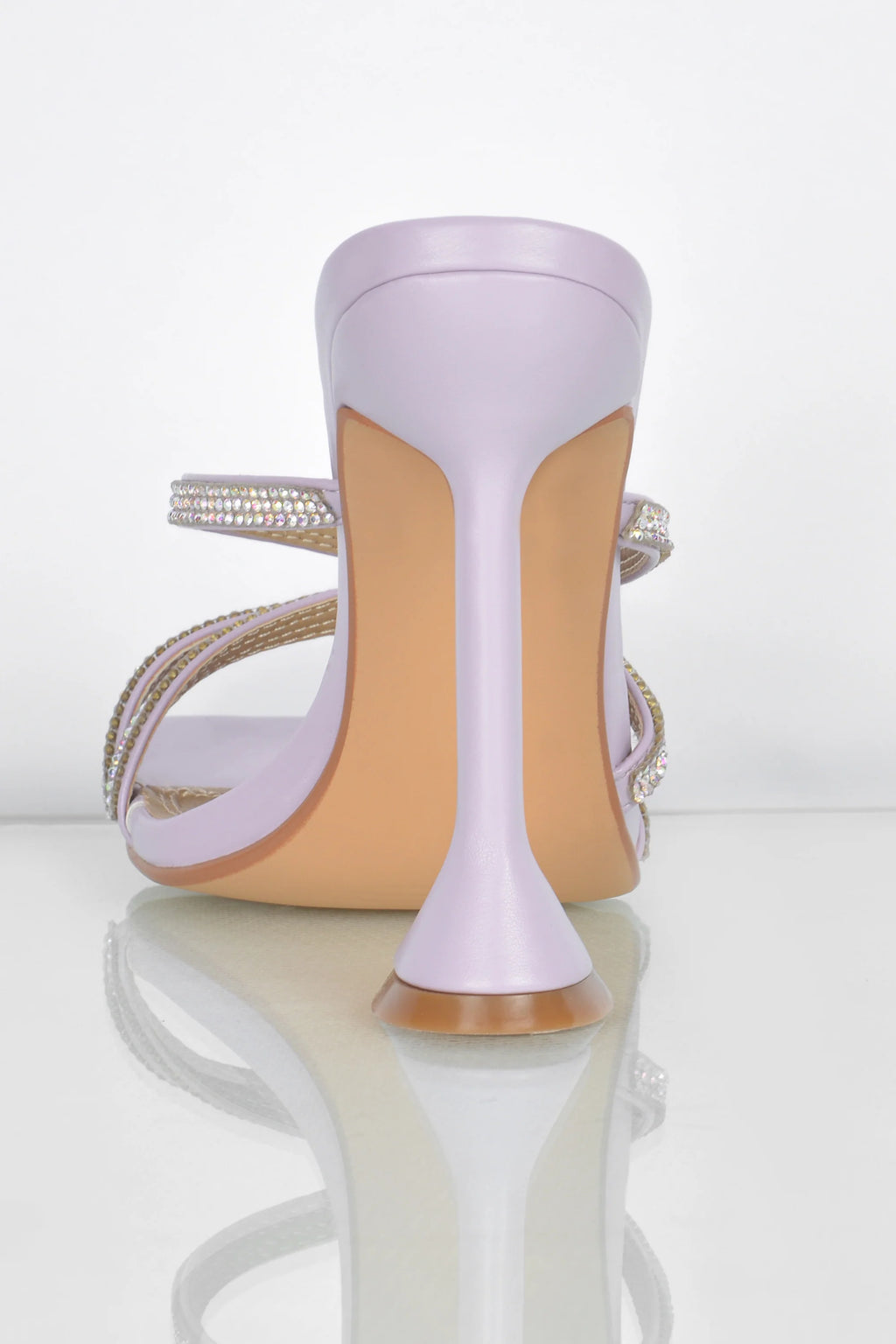 Step Aside Diamante Embellished Mule Heels in Lilac