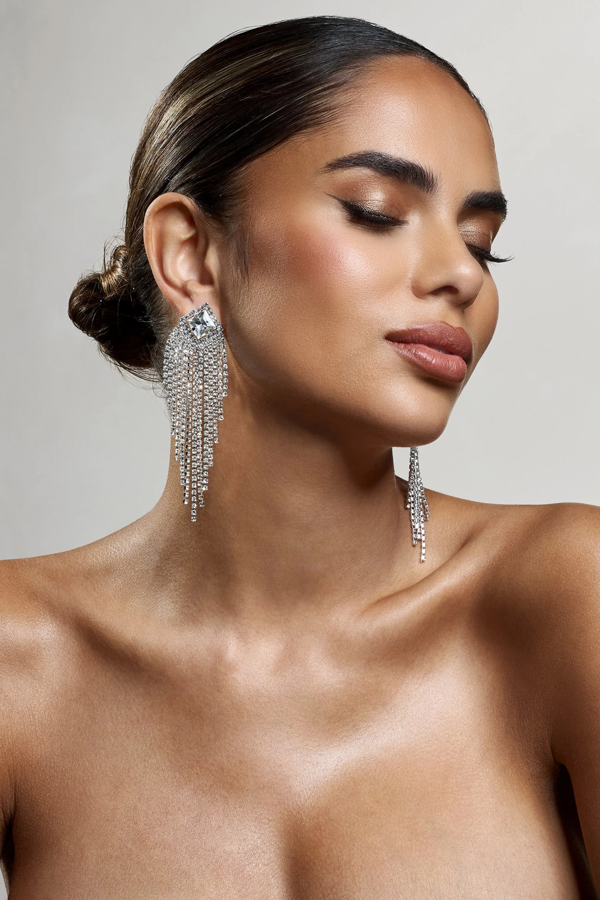 Focus | Silver Diamante Tassel Earrings
