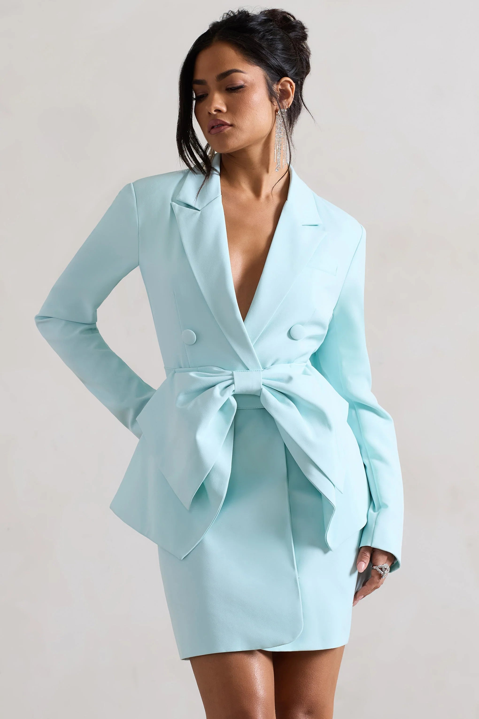 Prized | Iced Green Tailored Blazer Dress With Bow