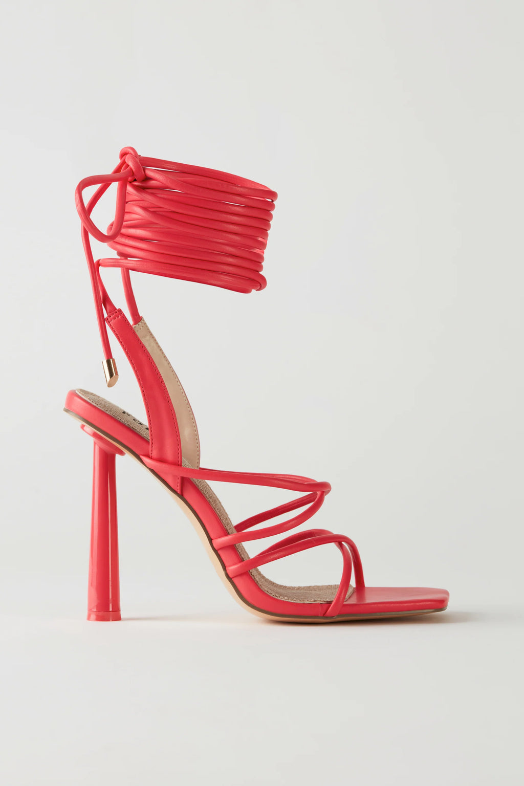 Faux Leather Lace Up Heels in Pink