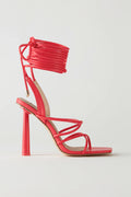 Faux Leather Lace Up Heels in Pink