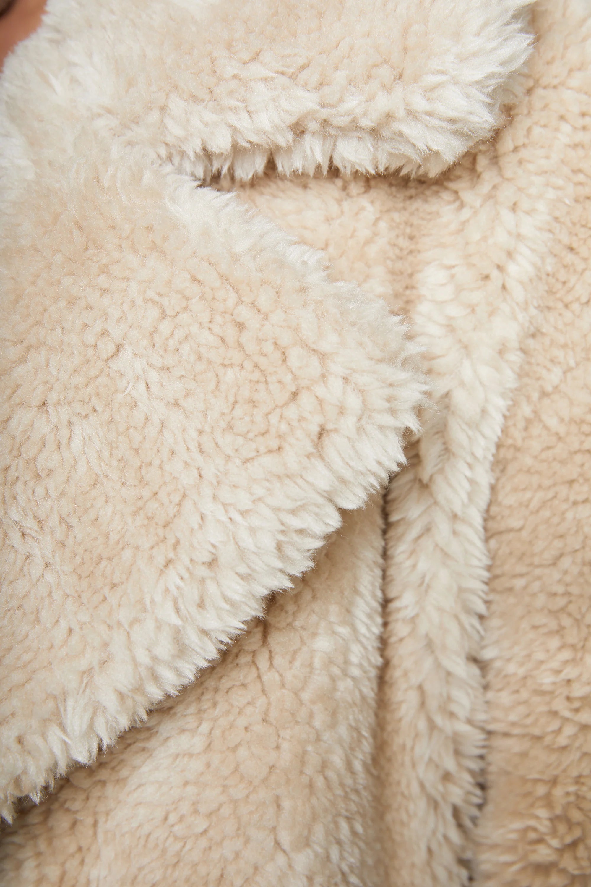 Empire Oversized Longline Cocoon Teddy Coat in Cream