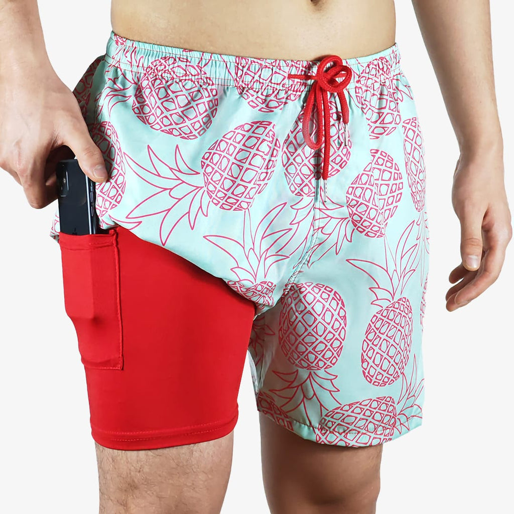 Pineapple Tropics - 6 Mid-Length Hybrid Shorts