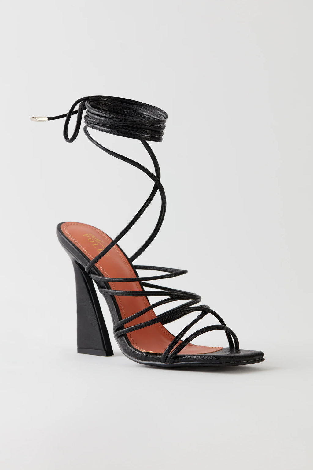 Leatherette Lace Up Heels in Black