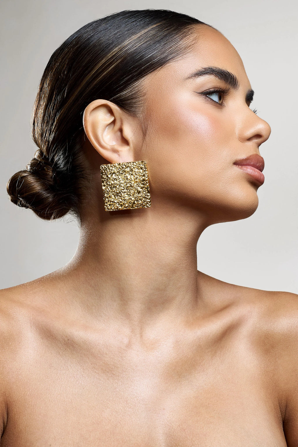 Pixel | Gold Square Hammered Earrings