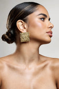 Pixel | Gold Square Hammered Earrings