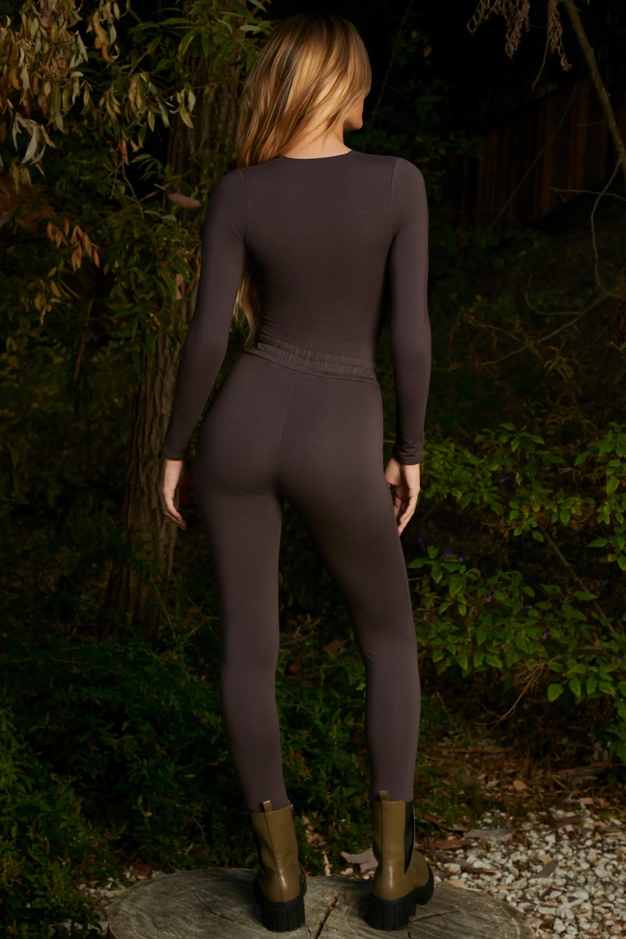 High Waisted Leggings in Brown