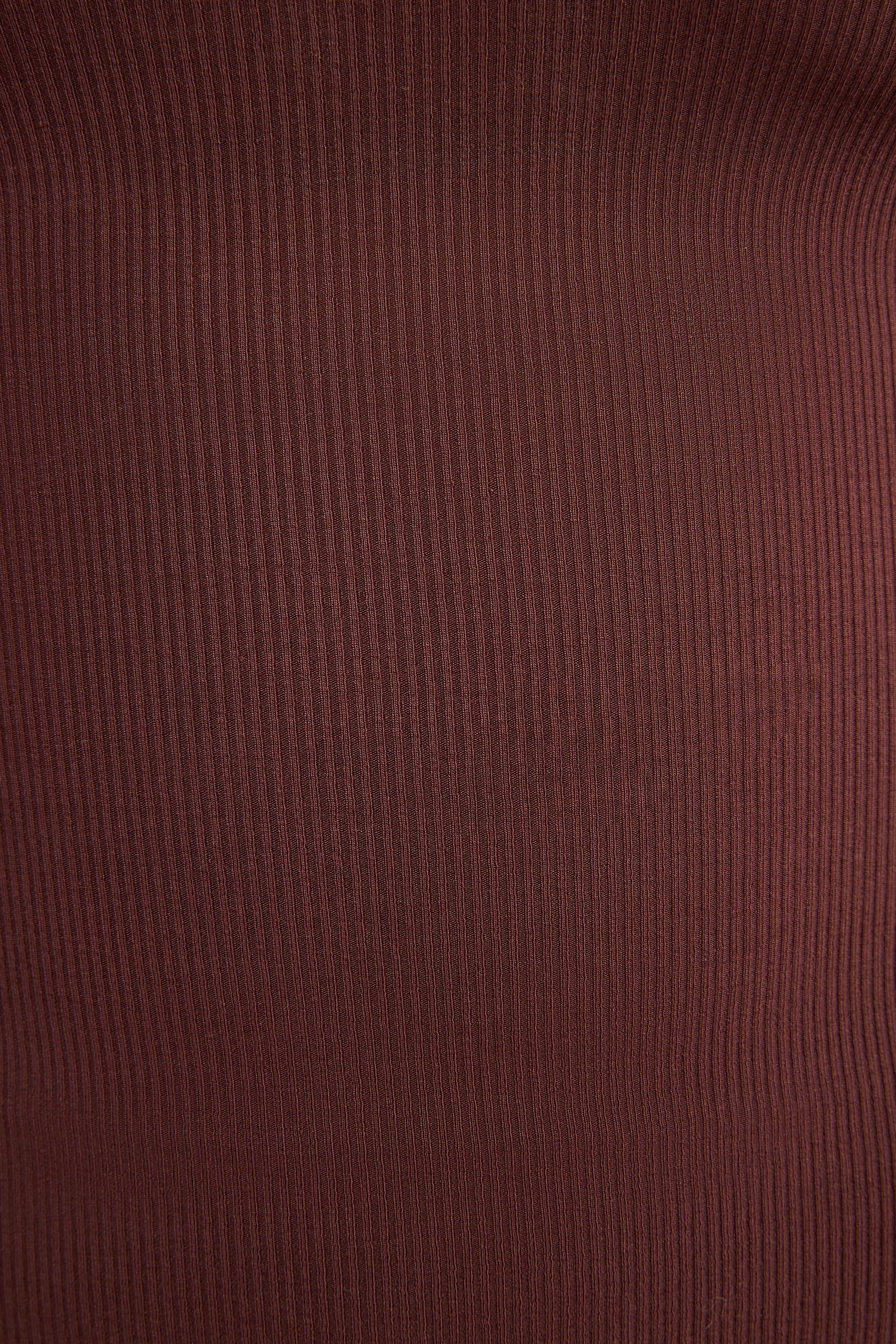 Ribbed Modal Square Neck Long Sleeve Top in Chocolate