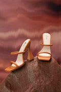 Leatherette Mule Heels in Tan